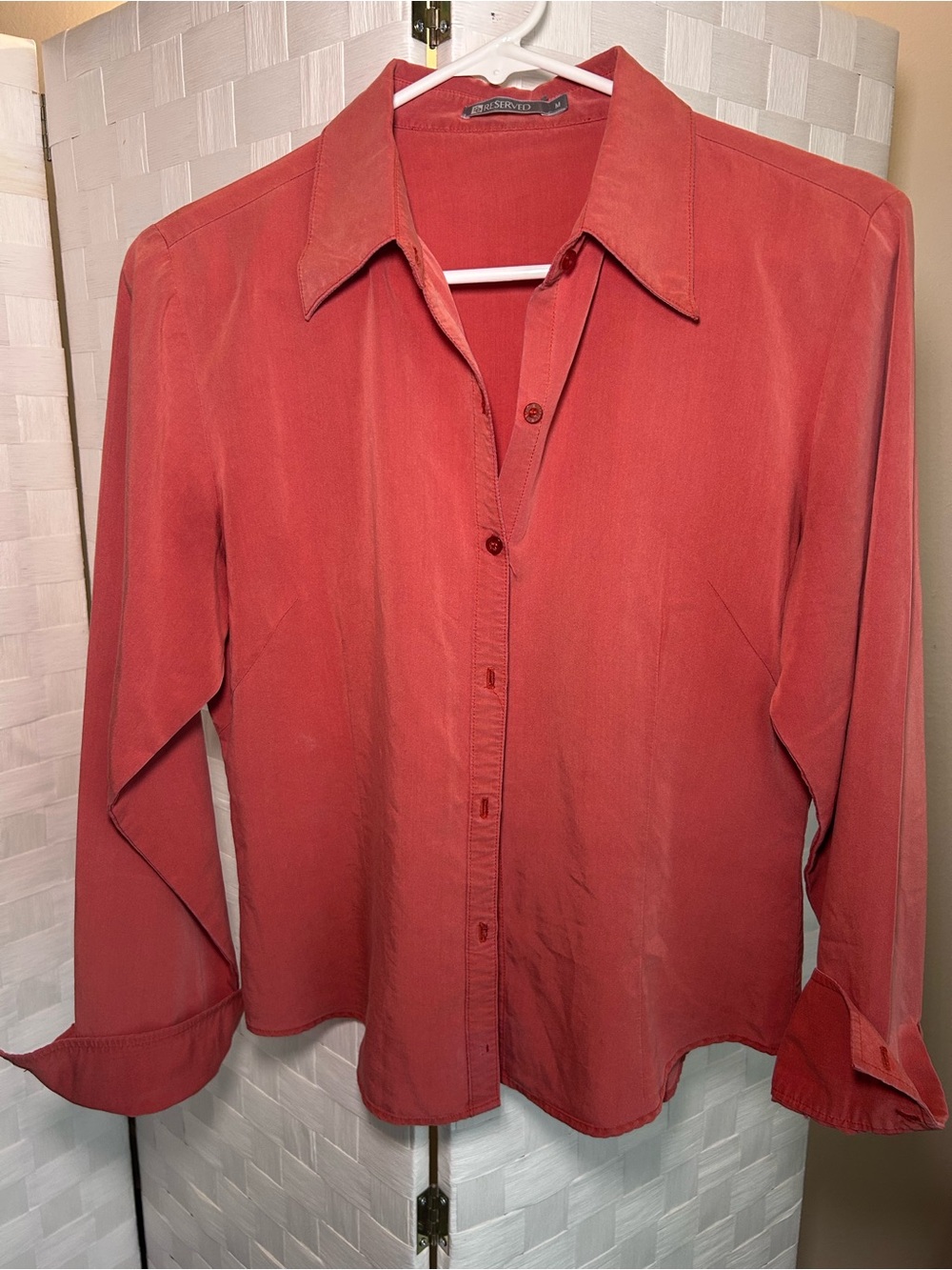 Reserved Women's Coral Button-Down Shirt Collared